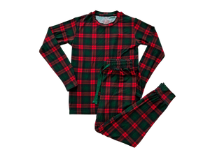 Kids Everyday Loose Holiday Plaid Jogger & Long Sleeve Shirt Set