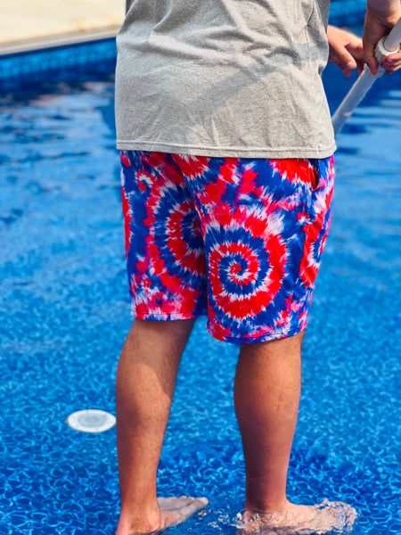 Red, White and Blue Tie Dye Adult Men's (unisex) Shorts