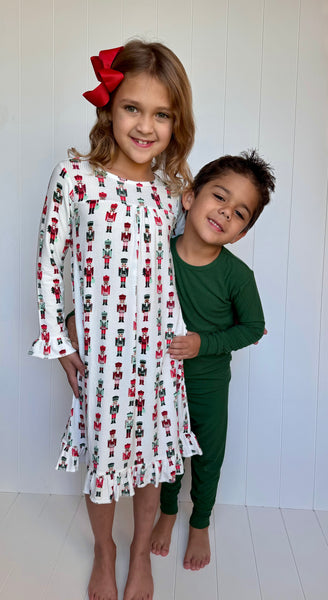 Nutcracker Ribbed Bamboo Tea Length Dress (with pockets)