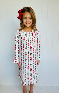 Nutcracker Ribbed Bamboo Tea Length Dress (with pockets)
