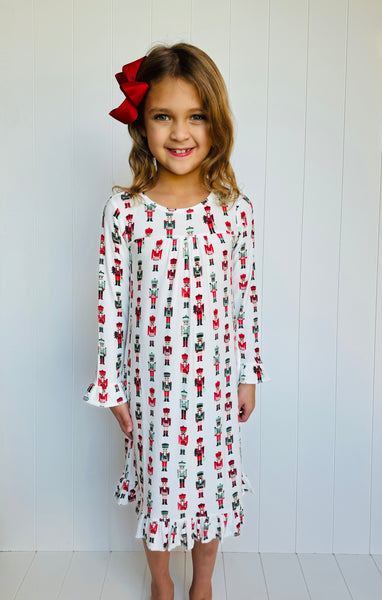 Nutcracker Ribbed Bamboo Tea Length Dress (with pockets)