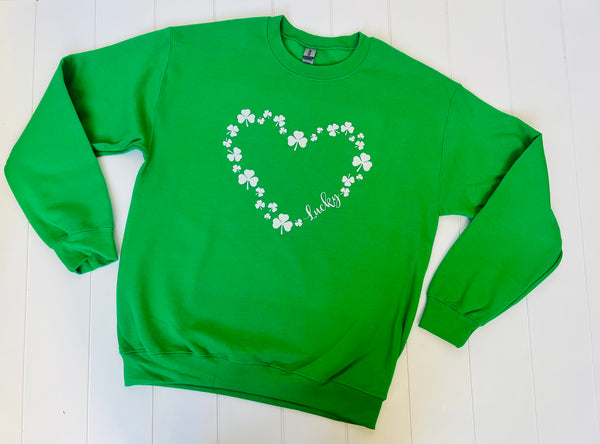 Adult (unisex) Green Shamrock Sweatshirt (NOT BAMBOO)