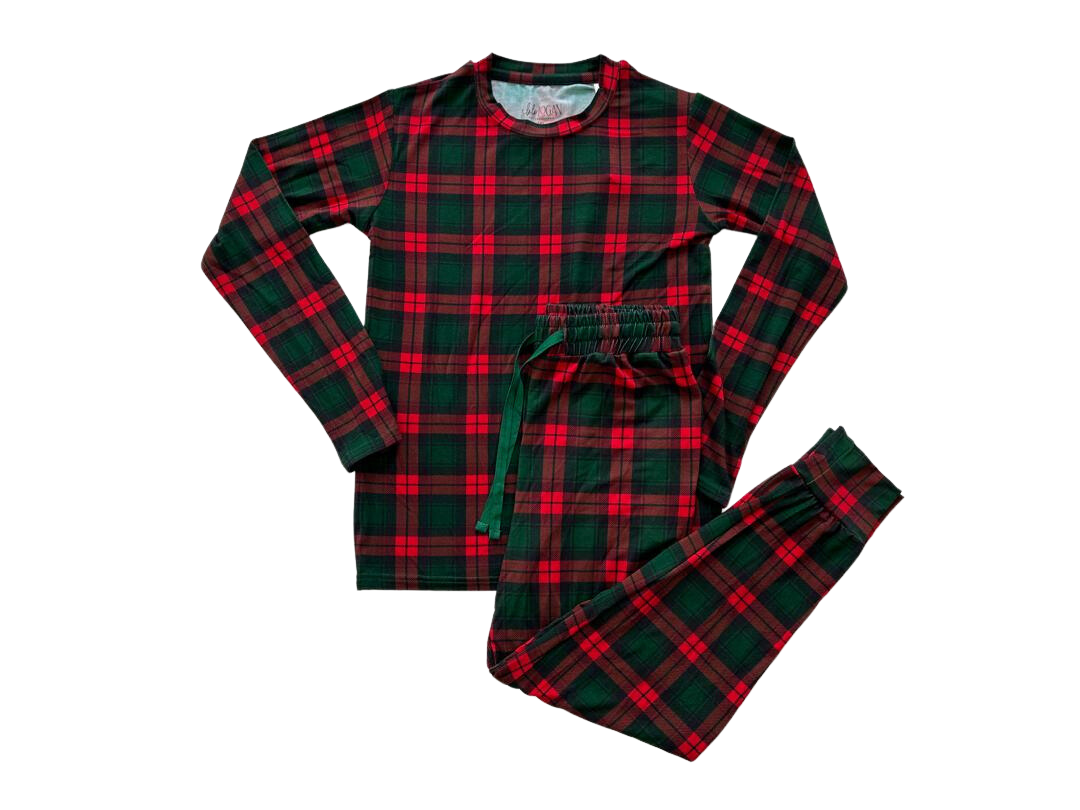 Kids Everyday Loose Holiday Plaid Jogger & Long Sleeve Shirt Set