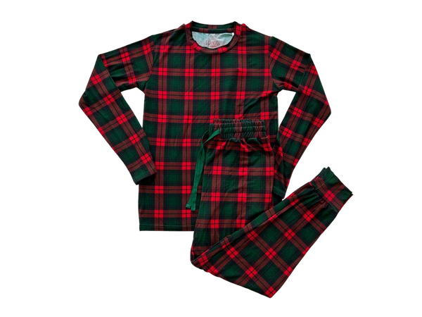 Kids Everyday Loose Holiday Plaid Jogger & Long Sleeve Shirt Set