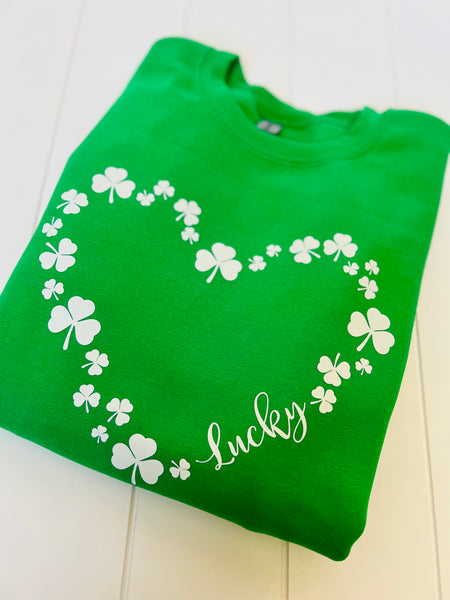 Adult (unisex) Green Shamrock Sweatshirt (NOT BAMBOO)