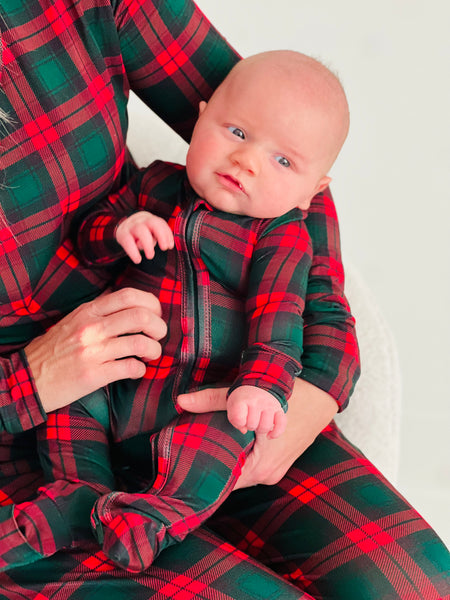 Holiday Plaid One-Piece Bamboo Viscose Footie/Romper