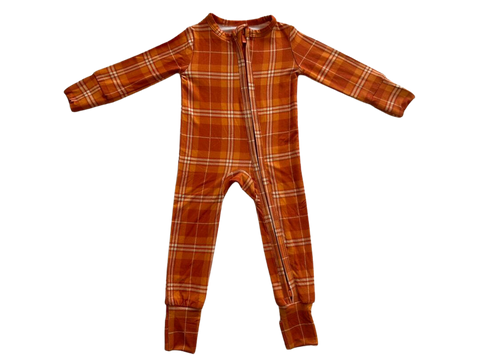 Fall Plaid One-Piece Bamboo Viscose Footie/Romper
