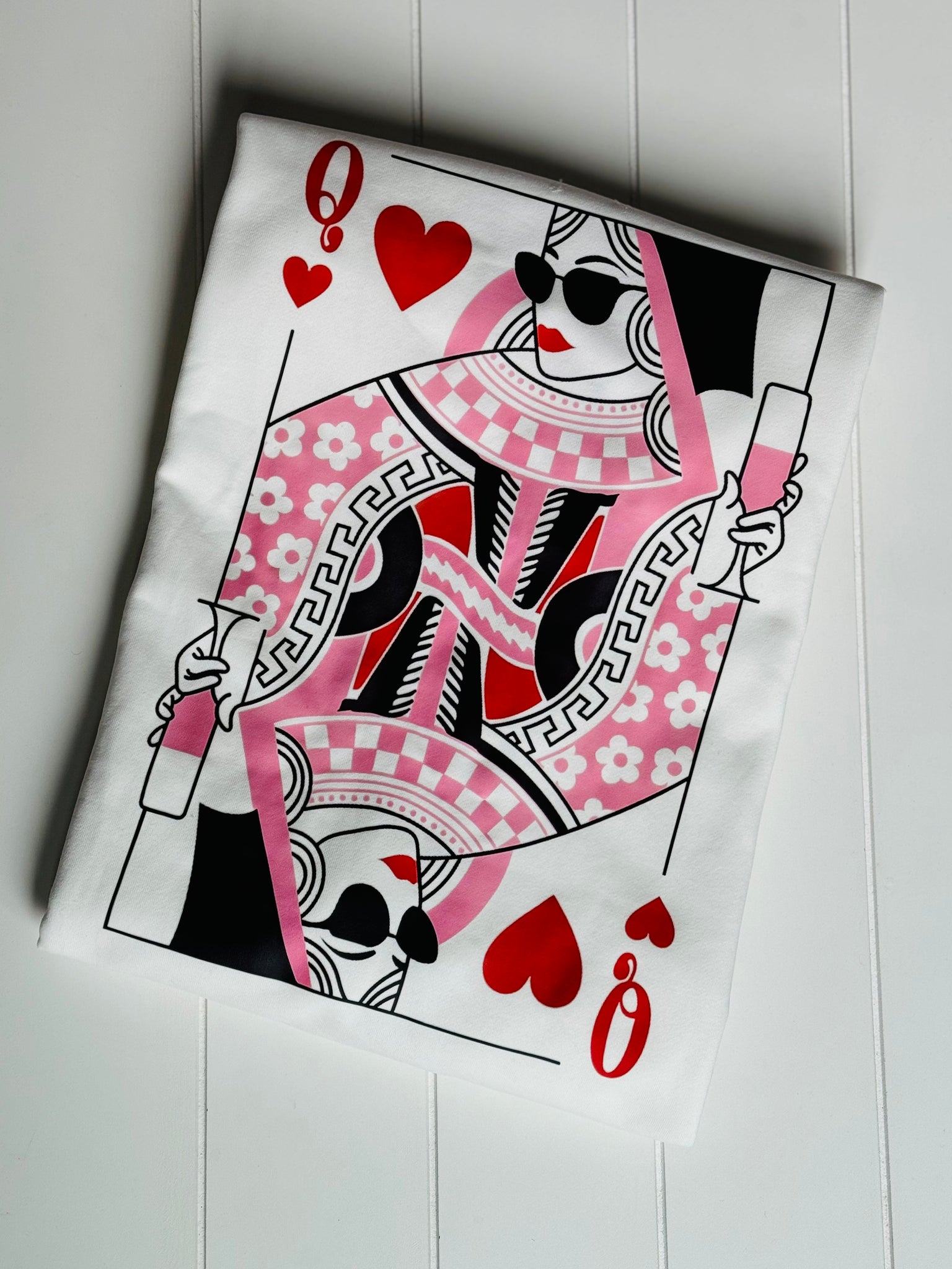 Queen of Hearts White Sweatshirt