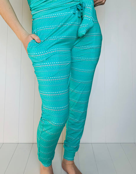Spring Aqua/Turquoise Easter Egg Bamboo Adult Women's (unisex) Joggers