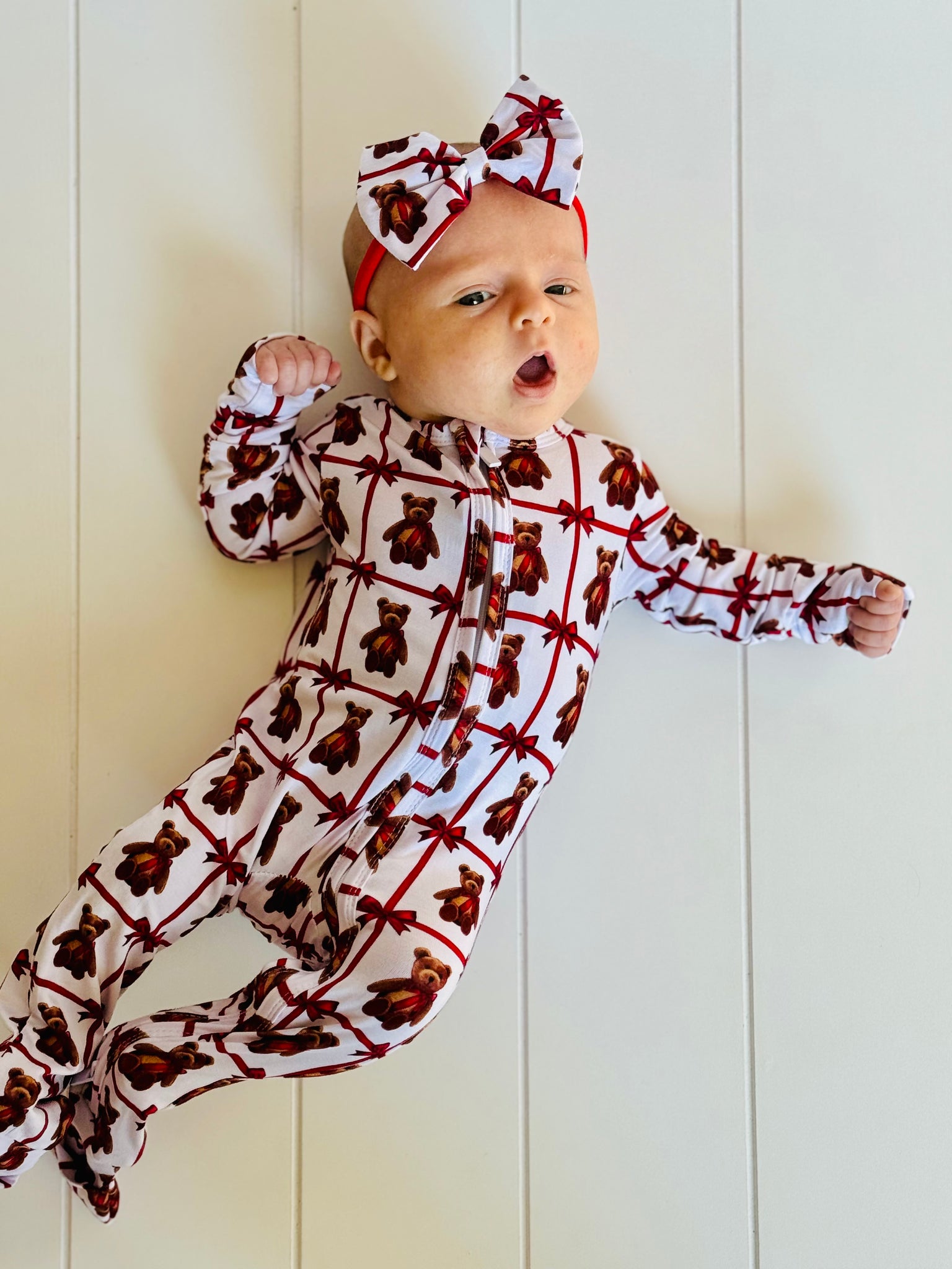 Vintage Teddy One-Piece Bamboo Viscose Footie/Romper