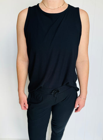 Women’s Black Ribbed Tank