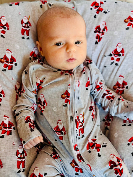 Sports Santa One-Piece Bamboo Viscose Footie/Romper