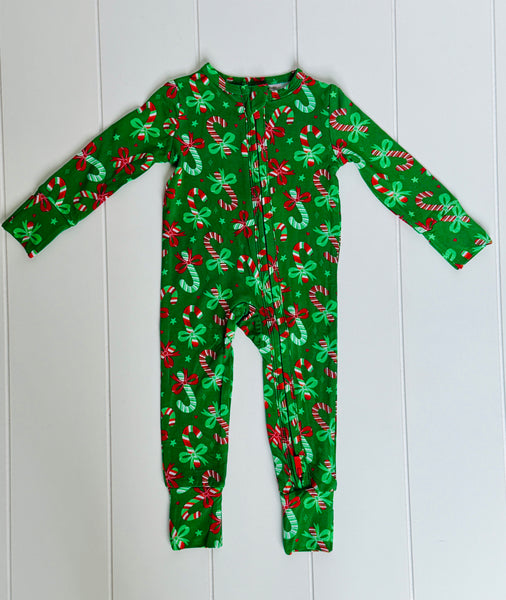 Candy Cane One-Piece Bamboo Viscose Footie/Romper