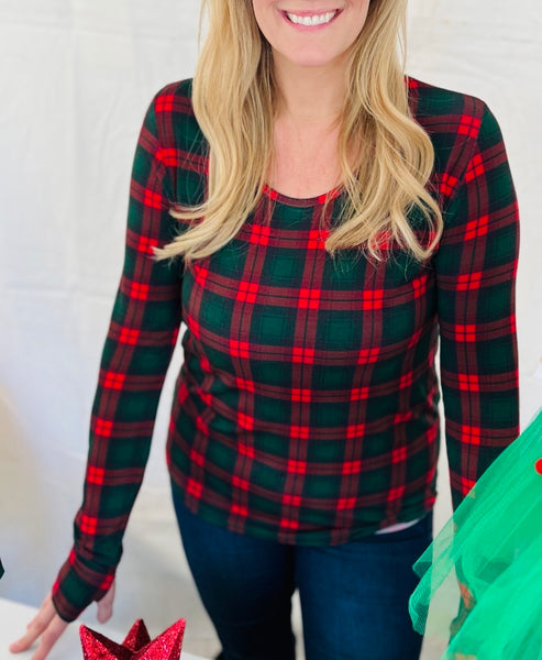 Women's Holiday Plaid Bamboo Top
