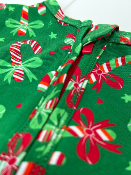 Candy Cane One-Piece Bamboo Viscose Footie/Romper