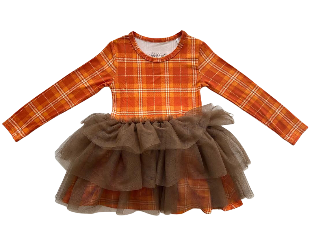 Fall Plaid Dress with layered tulle