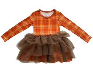 Fall Plaid Dress with layered tulle