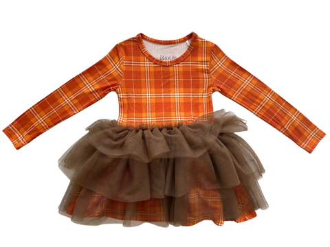 Fall Plaid Dress with layered tulle