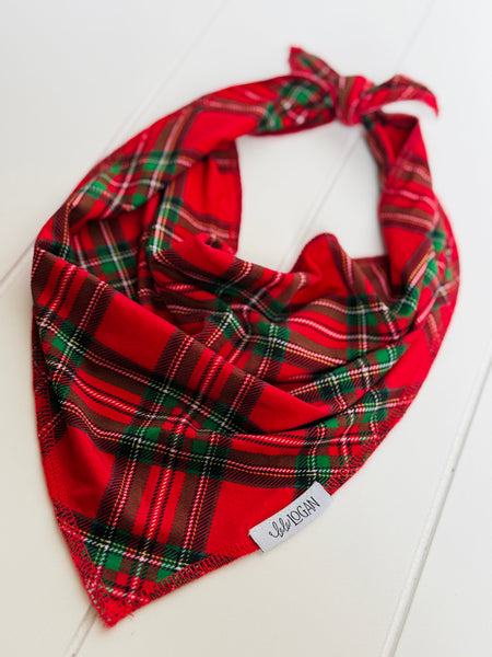 Red Plaid Bamboo Pet Bandana