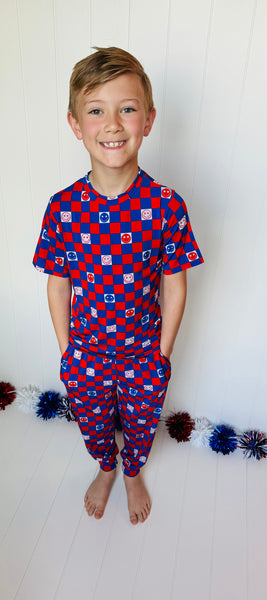 Kids Everyday Loose Patriotic Smiles Jogger & T-Shirt Set