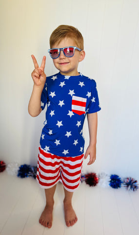 Kid's Everyday Stars & Stripes Bamboo T-Shirt & Shorts Set