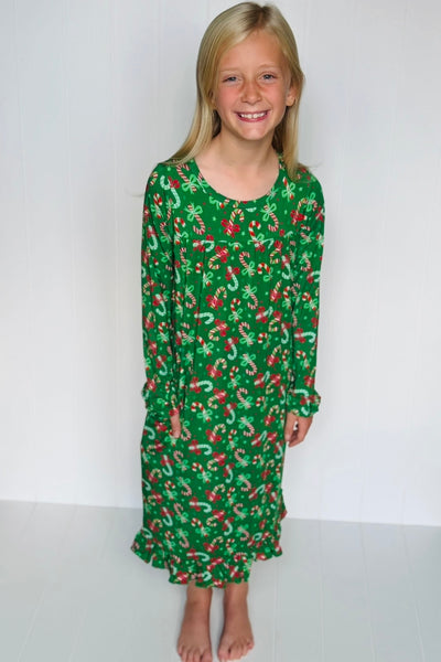 Candy Cane Bamboo Tea Length Dress (with pockets)