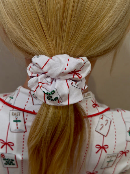 Merry Mahjong Bamboo Hair Scrunchie