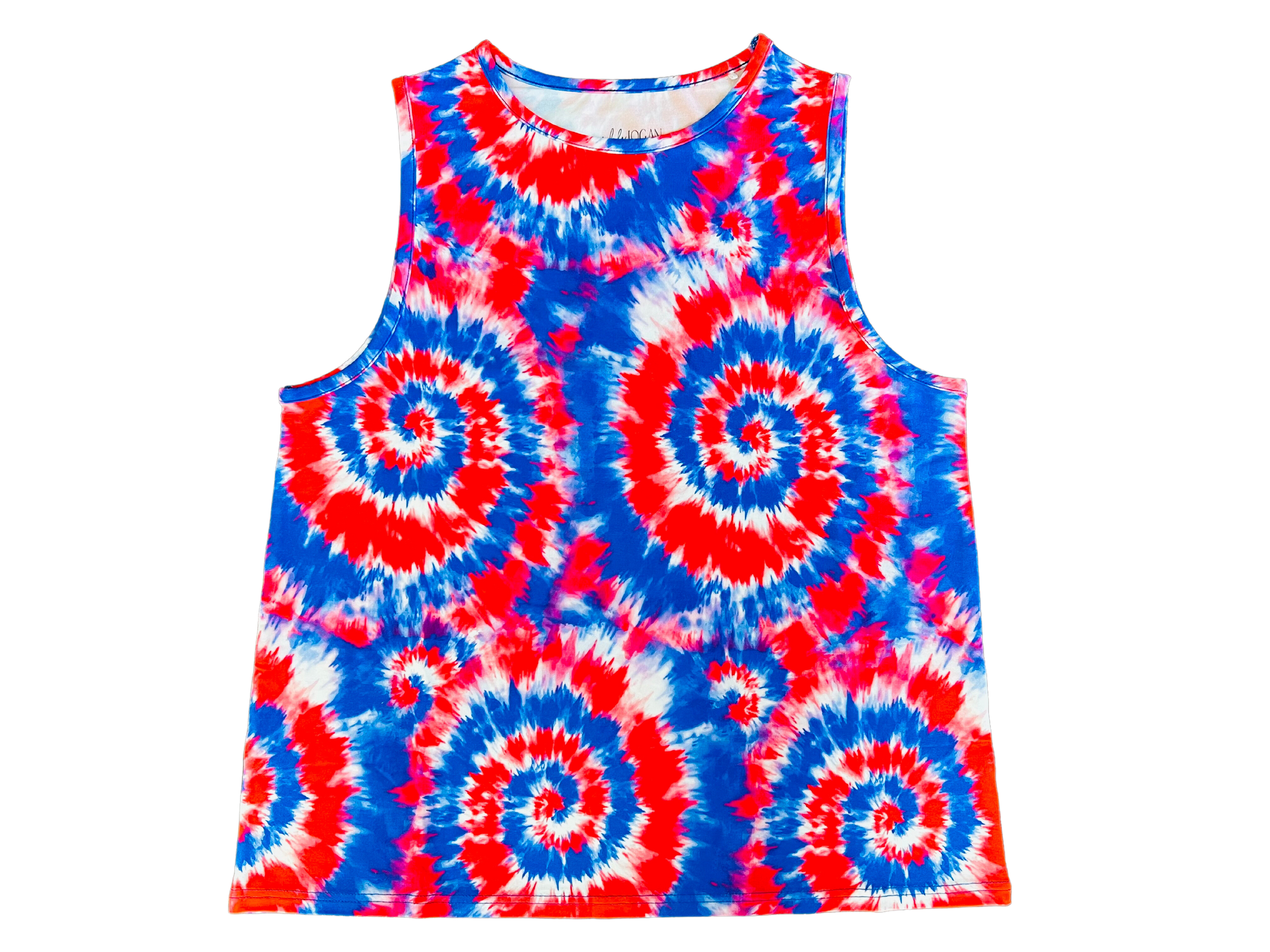 Women's Red, White and Blue Tie-Dye Bamboo Tank