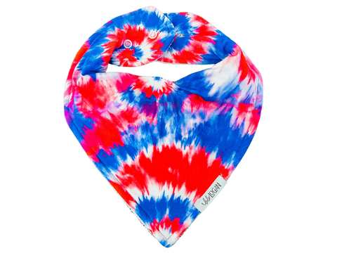 Red, White and Blue Tie Dye Bandana Bib