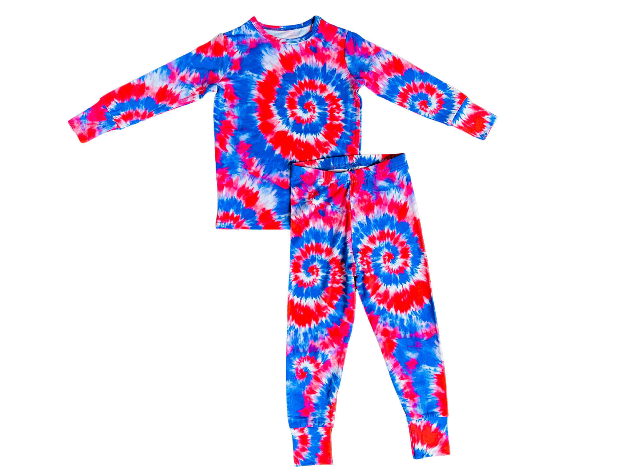 Red, White and Blue Tie Dye Two-Piece Bamboo Viscose Pajama Set