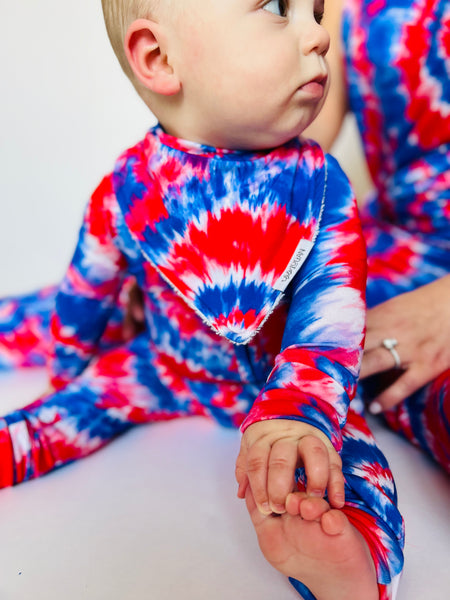 Red, White and Blue Tie Dye Bandana Bib