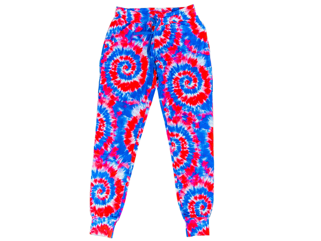 Red white shop blue joggers