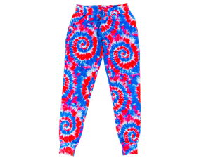 Red, White and Blue Tie Dye Adult Women's (unisex) Joggers
