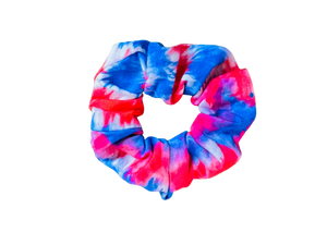 Red, White and Blue Tie Dye Hair Scrunchie