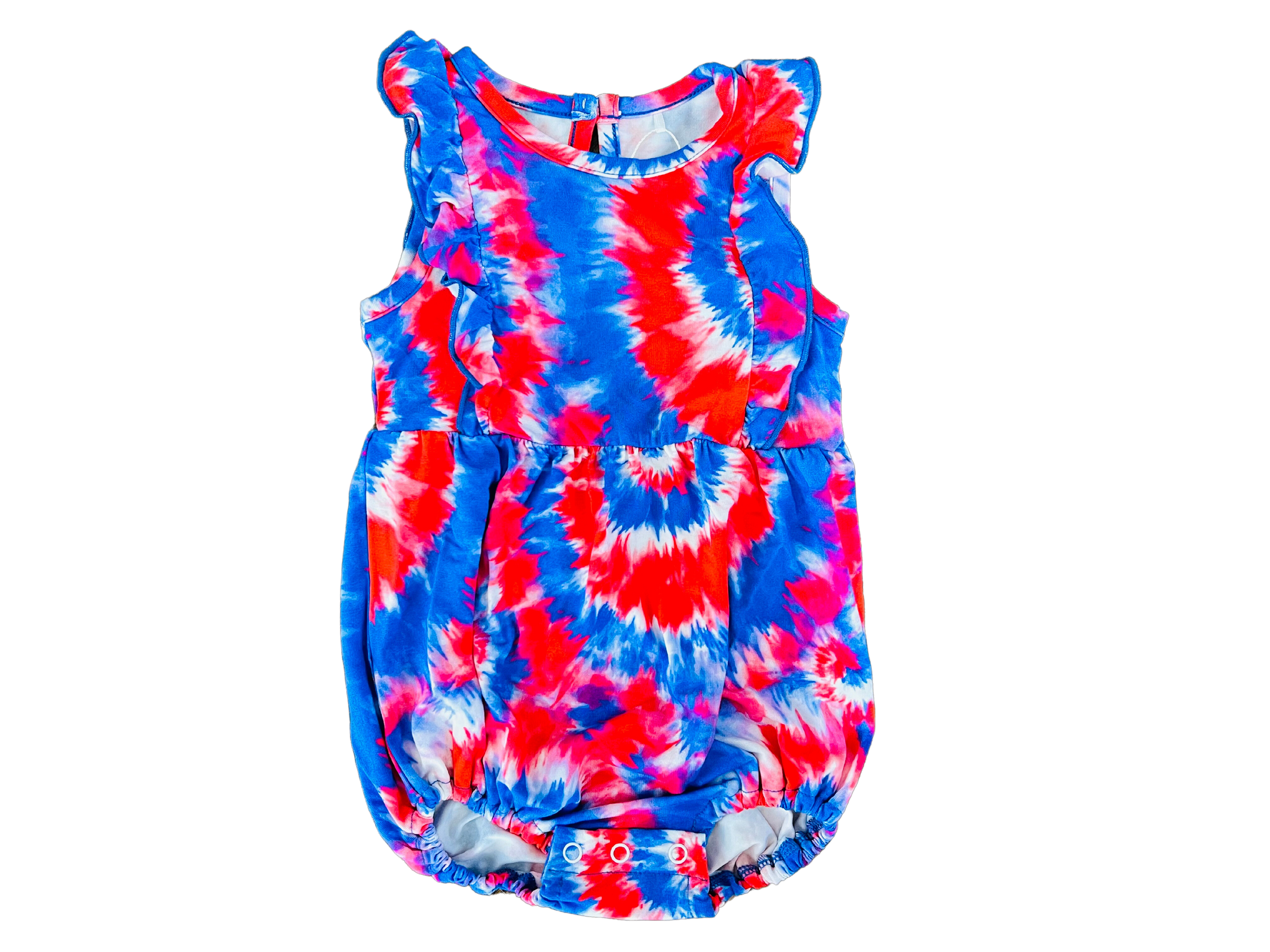 Red, White and Blue Tie-Dye Bamboo Bubble Romper