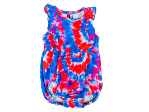 Red, White and Blue Tie-Dye Bamboo Bubble Romper