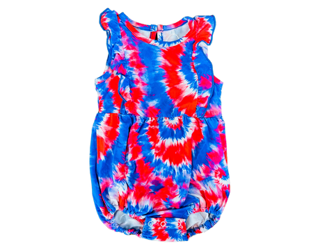 Red, White and Blue Tie-Dye Bamboo Bubble Romper