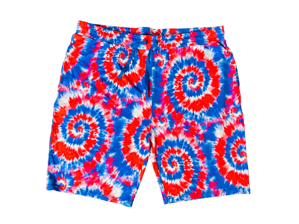 Red, White and Blue Tie Dye Adult Men's (unisex) Shorts