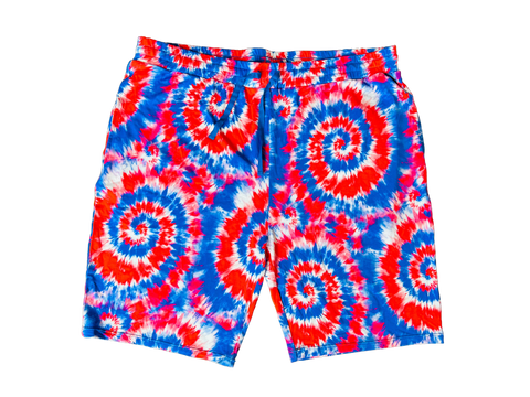 Red, White and Blue Tie Dye Adult Men's (unisex) Shorts