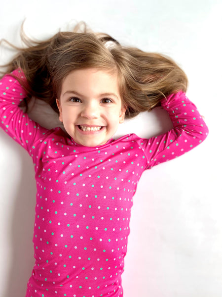Pink Polka Dot Two-Piece Bamboo Viscose Pajama Set