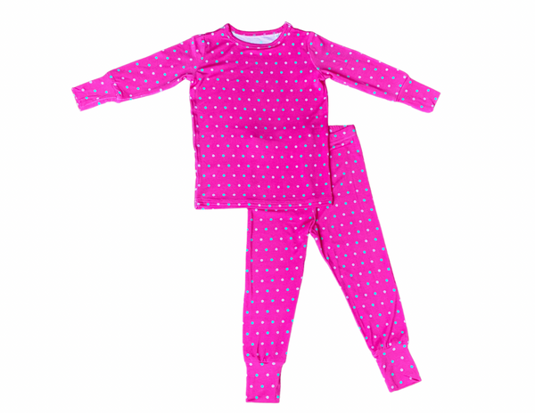 Pink Polka Dot Two-Piece Bamboo Viscose Pajama Set