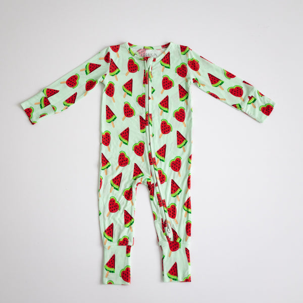 Watermelon One-Piece Bamboo Viscose Footie/Romper