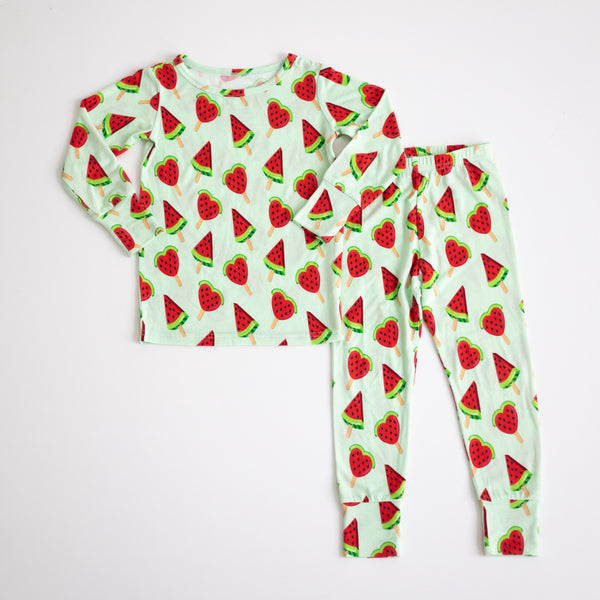 Watermelon Popsicle Two-Piece Bamboo Viscose Pajama Set