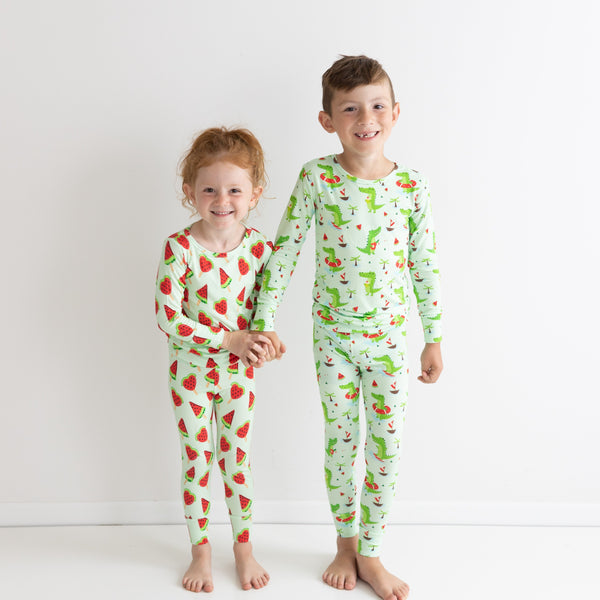Watermelon Popsicle Two-Piece Bamboo Viscose Pajama Set