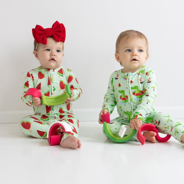 Watermelon One-Piece Bamboo Viscose Footie/Romper