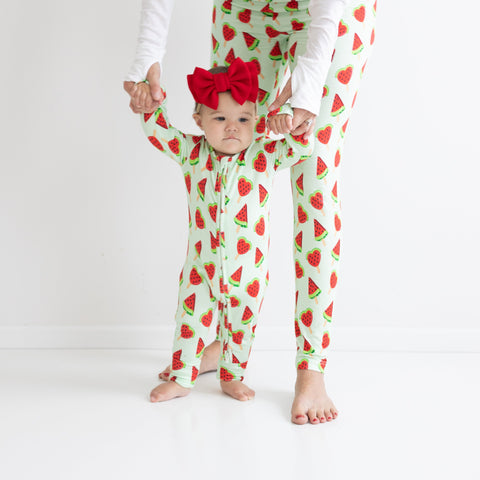 Watermelon One-Piece Bamboo Viscose Footie/Romper