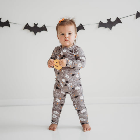 Halloween Ghost/Spider One-Piece Bamboo Viscose Footie/Romper