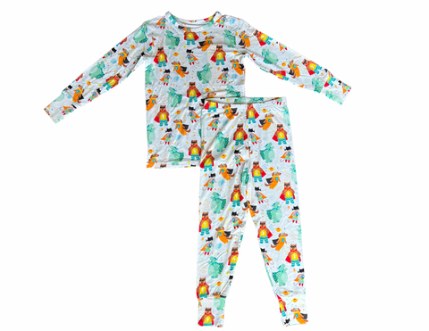 Animal Superhero Two-Piece Bamboo Viscose Pajama Set