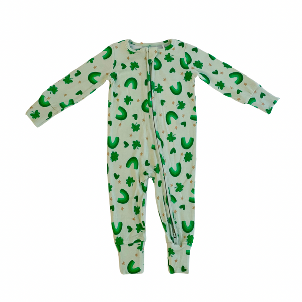 Rainbows & Shamrocks One-Piece Bamboo Viscose Footie/Romper