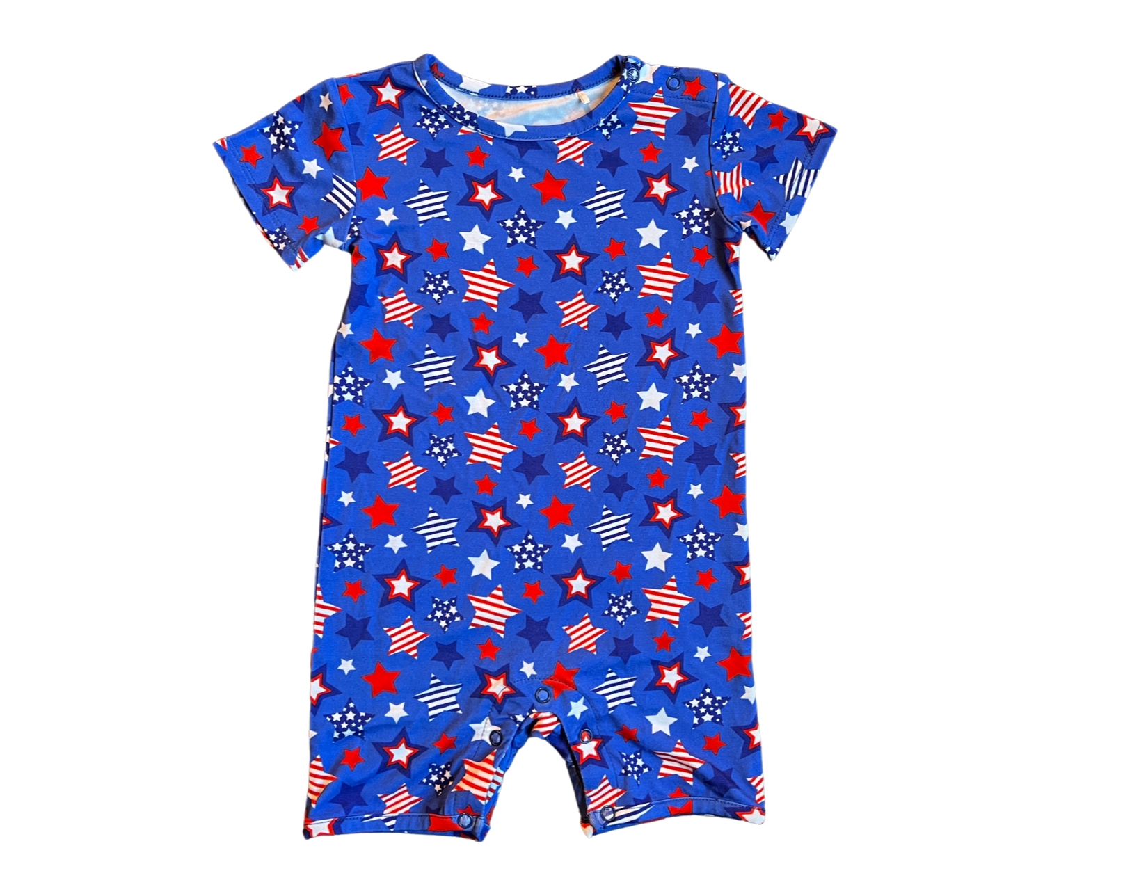 Red, White & Blue Stars Short Sleeve Short Romper